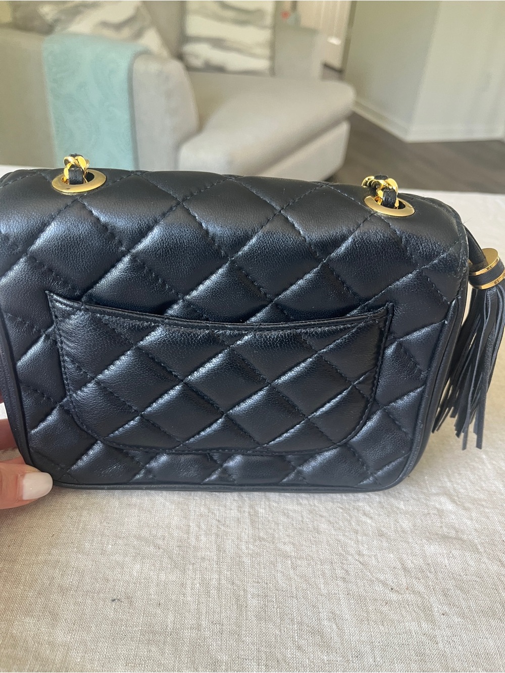 Givenchy Black Quilted Crossbody Bag with Gold Chain- VeryGood Condition - Picture 5 of 16